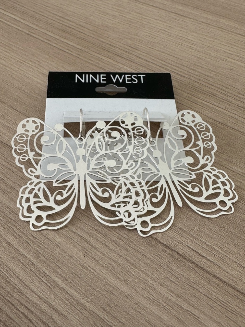 Nine West White Butterfly Filigree Drop Earrings - Picture 5 of 5